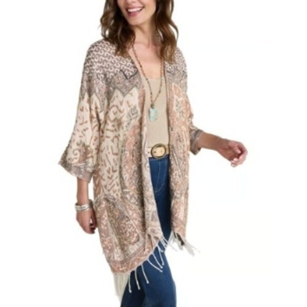 Soft Surroundings Women's Chaucer Topper Brown Patterned Sweater NWT Size L/XL